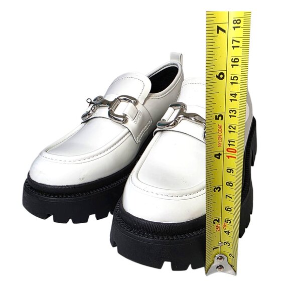 Madden NYC Platform Penny Lug Sole Loafers Women's Size 7.5 Glossy White Shoes - Picture 3 of 8